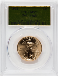 1998 $25 Half-Ounce Gold Eagle MS Modern Bullion Coins PCGS MS70