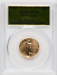 1997 $10 Quarter-Ounce Gold Eagle MS Modern Bullion Coins PCGS MS70