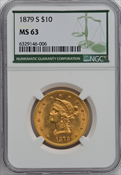 1879-S $10 Liberty Eagles NGC MS63