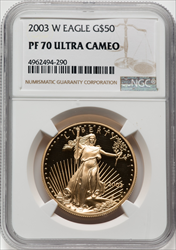 2003-W $50 One-Ounce Gold Eagle PR DC Modern Bullion Coins NGC MS70