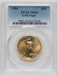 1994 $25 Half-Ounce Gold Eagle MS Modern Bullion Coins PCGS MS69