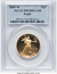 2005-W $25 Half-Ounce Gold Eagle DC Modern Bullion Coins PCGS MS70