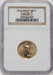 1993 $10 Quarter-Ounce Gold Eagle MS Modern Bullion Coins NGC MS69