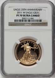 2011-W $25 Half-Ounce Gold Eagle DC Modern Bullion Coins NGC MS70