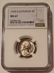 1938 D Jefferson Nickel MS67 NGC