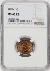 1890 1C RB Indian Cents NGC MS65