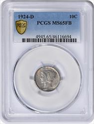1924-D Mercury Silver Dime MS65FB PCGS