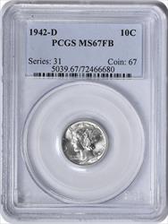 1942-D Mercury Silver Dime MS67FB PCGS