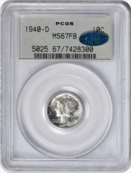 1940-D Mercury Silver Dime MS67FB PCGS (CAC)