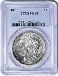 1881 Morgan Silver Dollar MS64 PCGS