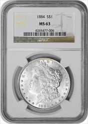 1884 Morgan Silver Dollar MS63 NGC