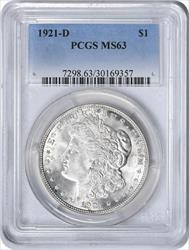 1921-D Morgan Silver Dollar MS63 PCGS