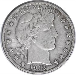 1913-S Barber Silver Half Dollar VF Uncertified #251
