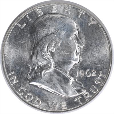 1962 Franklin Silver Half Dollar MS63 Uncertified #947