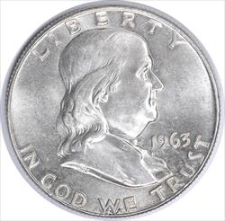 1963-D Franklin Silver Half Dollar AU58 Uncertified #334