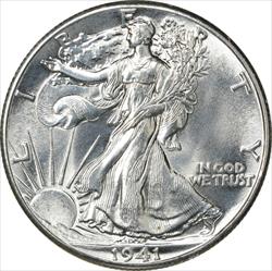 1941 Walking Liberty Silver Half Dollar MS63 Uncertified