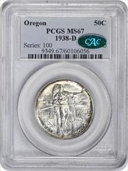 Oregon Commemorative Silver Half Dollar 1938-D MS67 PCGS (CAC)