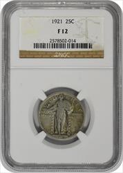 1921 Standing Liberty Silver Quarter F12 NGC