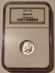 1959 Roosevelt Dime MS67 FT NGC