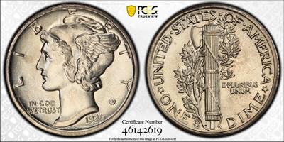 1935-S/S Mercury Dime, RPM, Repunched Mintmark, FS-501, PCGS Uncirculated, Bands