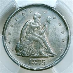 1875-S Twenty Cent Piece, Uncirculated, PCGS Certified - You Decide