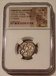 Ancient Greek Pamphylia Aspendus c mid-5th Century BC AR Stater Ch XF NGC