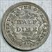 1857 Liberty Seated Half Dime, Almost Uncirculated
