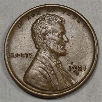 1921-S Lincoln Cent, Choice Extremely Fine, Original Semi Key Date