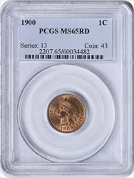 1900 Indian Cent MS65RD PCGS