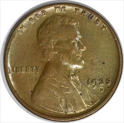 1925-D Lincoln Cent AU Uncertified