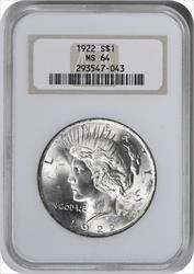 1922 Peace Silver Dollar MS64 NGC