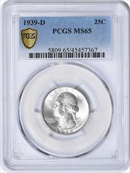 1939-D Washington Silver Quarter MS65 PCGS