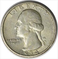 1934 Washington Silver Quarter EF Uncertified