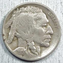 1918-D Buffalo Nickel, About Very Fine, Tougher Semi Key Date