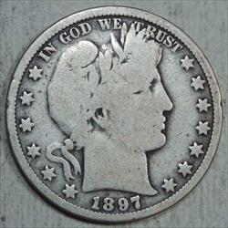1897-O Barber Half Dollar, Good+, Semi Key Date