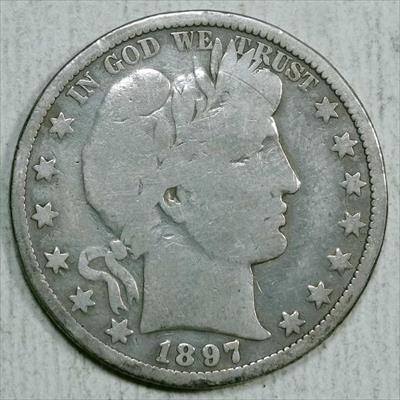 1897-O Barber Half Dollar, Very Good, Semi Key Date 