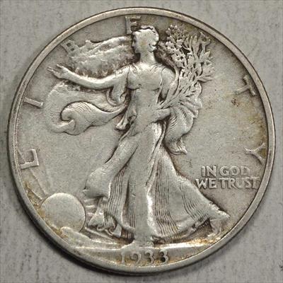 1933-S Walking Liberty Half Dollar, Very Fine, Better Date