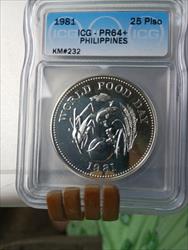 1981 Philippines 25 Piso (km#232) ICG-PR64+ ONLY 3033 minted!!! One of the rarest comm Proofs. (Lots of proof-likes...not many proofs.)