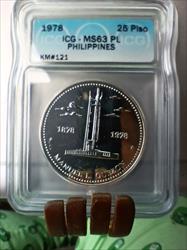 1978 PHILIPPINES 25 Piso (km#121) ICG-MS63PL ONLY 10000 minted!!!