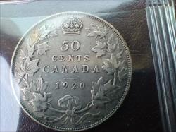 "1920 CANADA 50 Cents (sm ""0"") vf/xf"