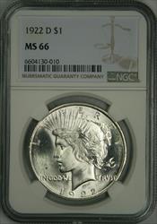 1922-D Peace Dollar MS66 NGC