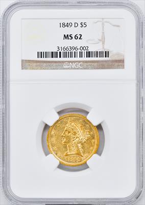 1849-D LIBERTY $5