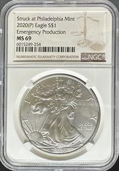 2020 Silver Eagle MS69 NGC Emergency Production