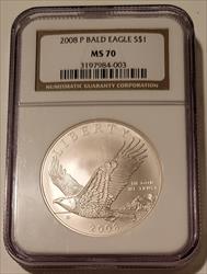 2008 P Bald Eagle Commemorative Silver Dollar MS70 NGC