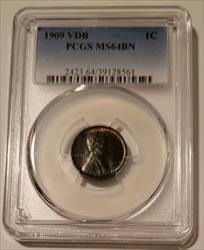 1909 VDB Lincoln Wheat Cent MS64 BN PCGS