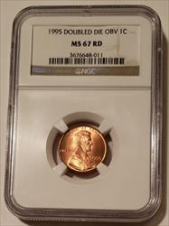 1995 Lincoln Memorial Cent Double Die Obverse MS67 RED NGC