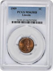 1909 Lincoln Cent MS63RB PCGS