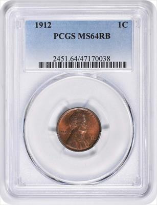 1912 Lincoln Cent MS64RB PCGS