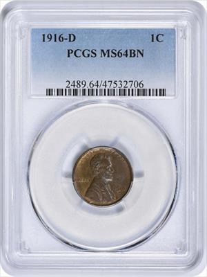 1916-D Lincoln Cent MS64BN PCGS