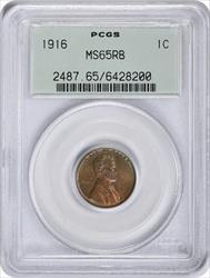 1916 Lincoln Cent MS65RB PCGS